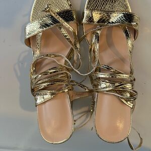 Gold Strappy Snakeskin Heel